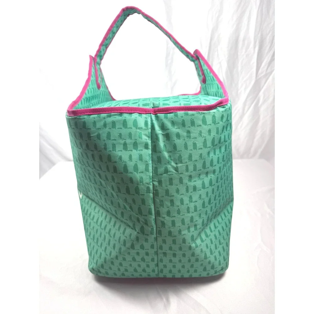 Tupperware Tropical Hibiscus Insulated Cooler Tote Beach Bag Large Green Pink